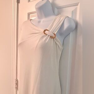 Ivanka Trump Ivory Cocktail 🍸 Sheath Dress with Gold Crystal Infinity accent